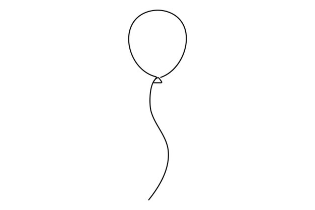 Minimalist art one line balloon outline vector illustration in a timeless and simple design