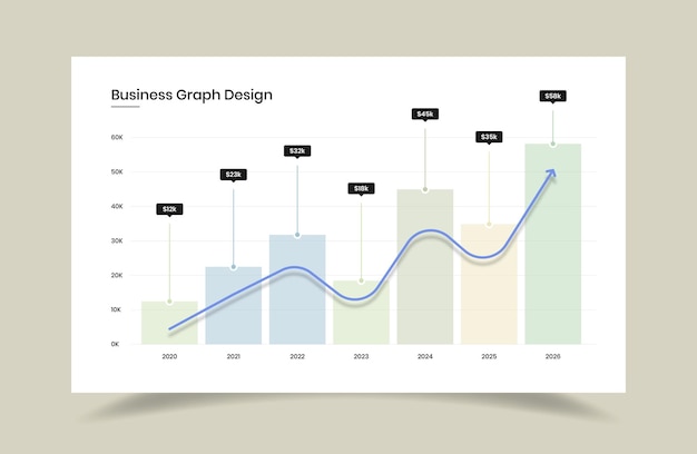 minimalist business progress graph and annual data presentation template