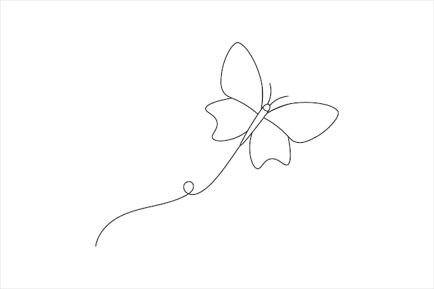 Minimalist butterfly line art simple vector outline vector illustration design