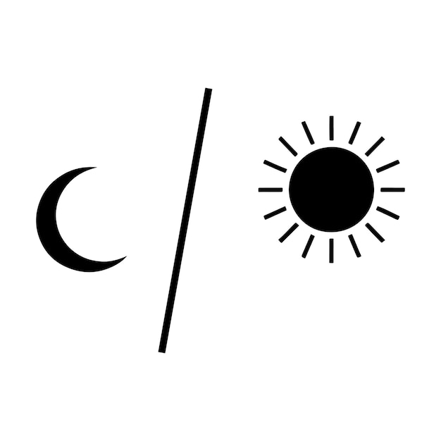 Minimalist Icon of Day and Night with Sun and Crescent Moon