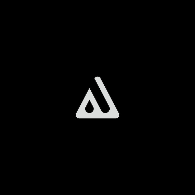 minimalist letter a or v or vy triangle drop logo with black background