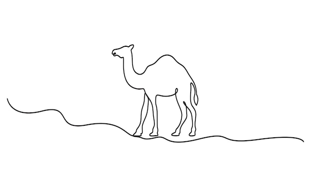 Minimalist Line Art Camel in the Desert