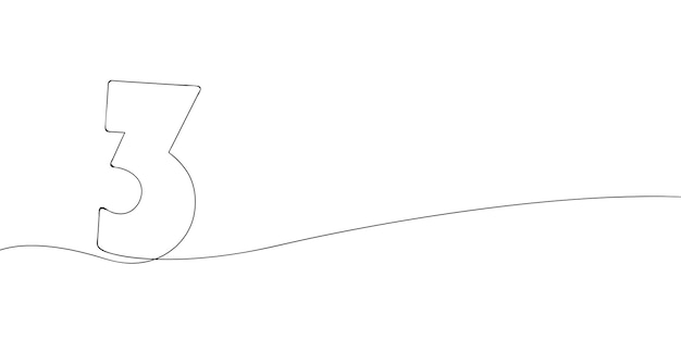 Minimalist line art drawing of the number three