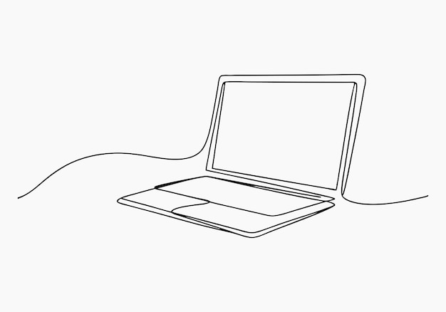 Minimalist Line Art of a Laptop Computer