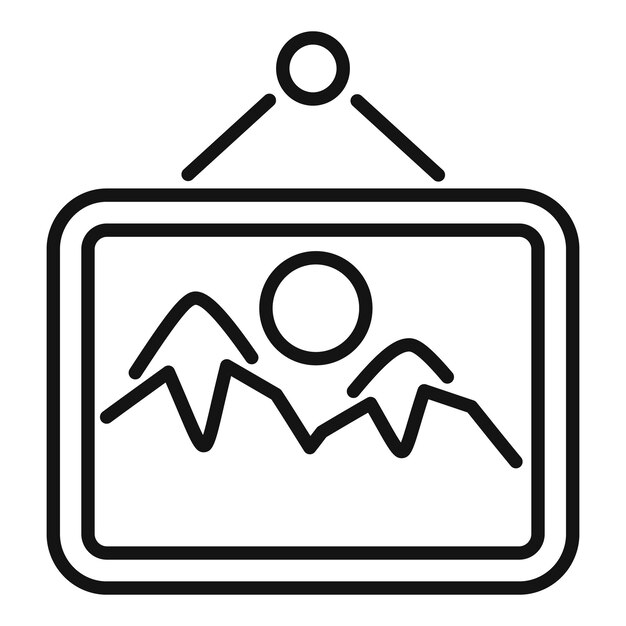 Minimalist mountain landscape picture frame icon