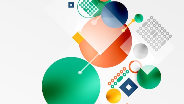 Minimalistic abstract vector design layered geometric shapes circles squares and triangles with soft pastel gradients and semitransparent effects Perfect for contemporary use