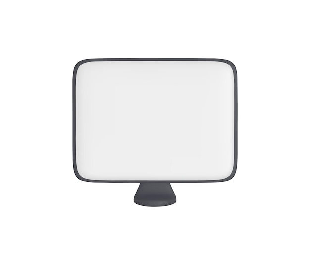 Minimalistic desktop black computer mockup White background website template Blank screen mock up Empty monitor for web design branding presentation 3D vector illustration