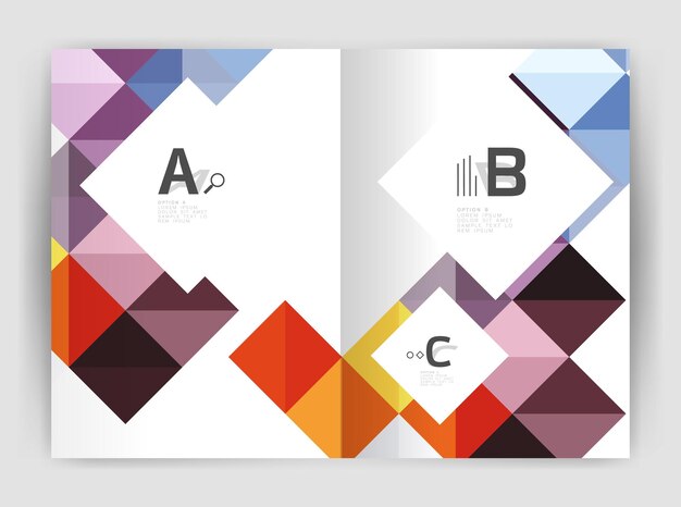 minimalistic square brochure or leaflet business template abstract background