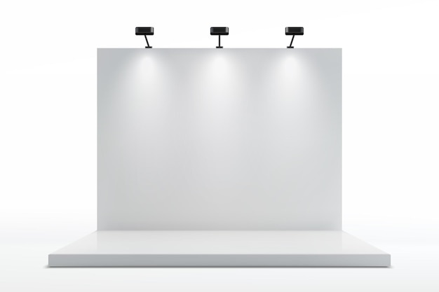 Minimalistinen näyttelytausta kohdevaloineen