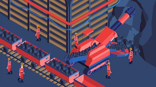 Mining Industry Isometric Composition