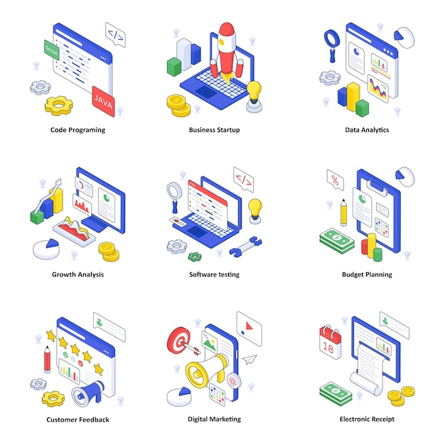 Miscellaneous isometric illustration set 01