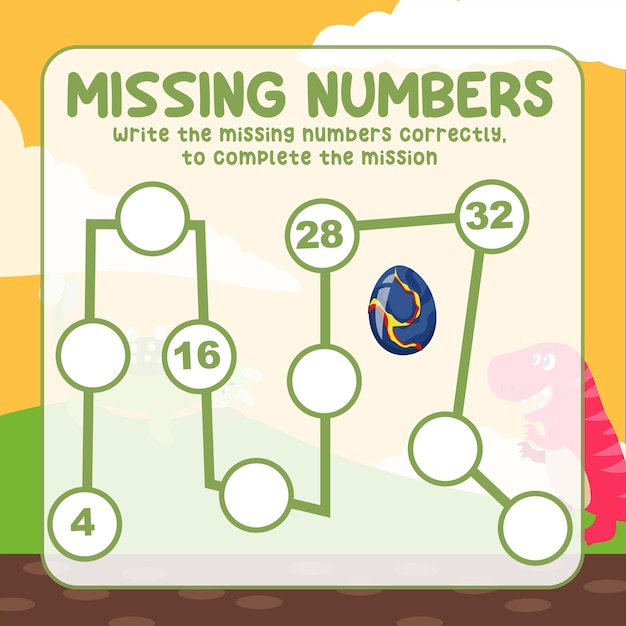Missing numbers Write the answer correctly Count and write activity Vector file