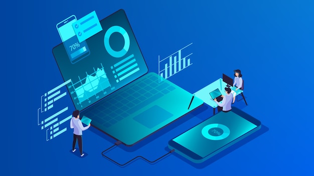 Mobile app development concept. Modern technology illsutration
