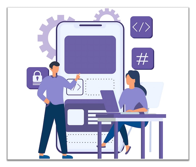 Mobile App Development Team working on a new application