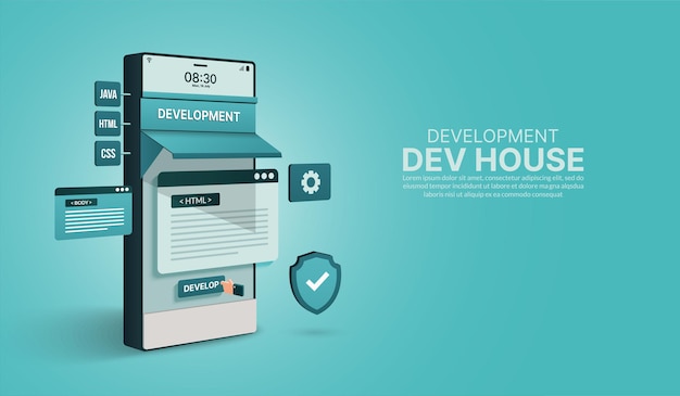 Mobile Application Website Software development company coding and programming concept