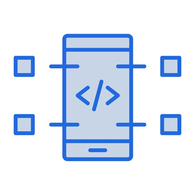 Mobile Coding Blue Tone Illustration