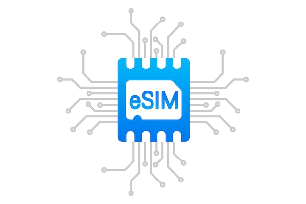 Mobile device with a chipeSIM Embedded SIM New mobile communication technology concept
