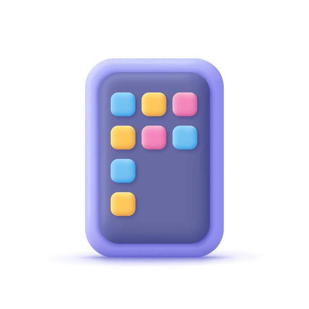 Mobile or smartphone device with application buttonsMobile app development application building ui and ux web design 3d vector icon Cartoon minimal style