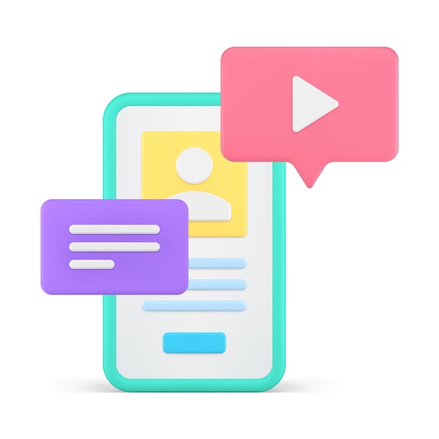 mobile phone app account social media digital communication technology 3d icon realistic vector