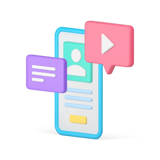 mobile phone application software user profile digital technology isometric 3d icon realistic vector