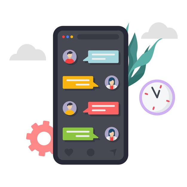 Mobile phone with chat Sms on mobile phone screen Messaging using chat app