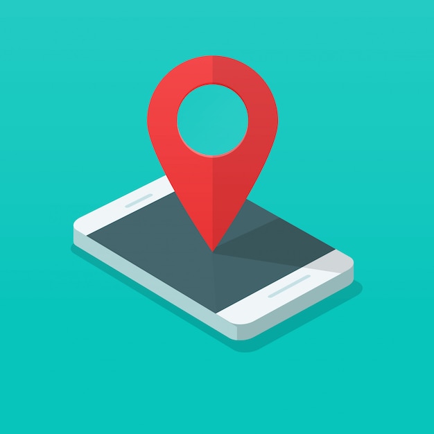 mobile phone with map pin pointer 