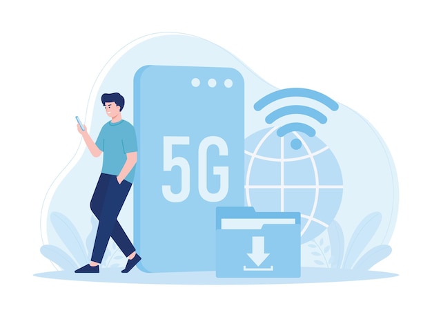 mobile phones 5g network concept flat illustration
