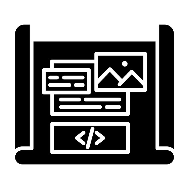 Mockup Design Glyph Solid Black Illustration