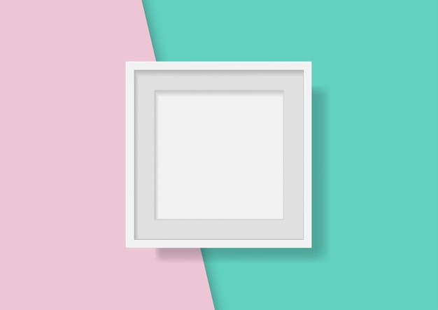 Mockup of a white blank frame Minimal composition with empty picture frame Minimalism