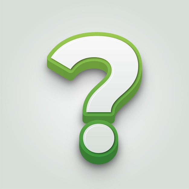 modern 3d green and white question mark icon with editable background