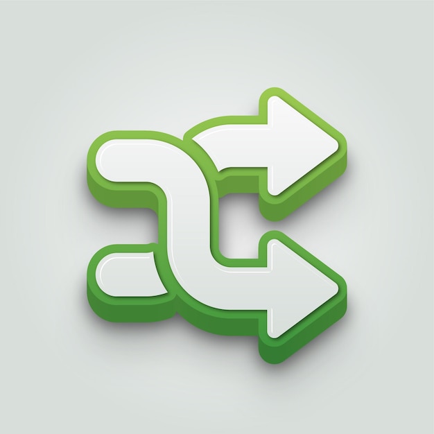 Modern 3D Green and White Two Way Arrows Icon with Editable Background