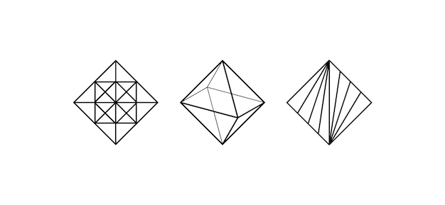 Modern abstract art vector set featuring black and color geometric shapes flat icons