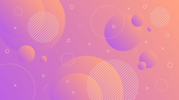 Modern Abstract Background with Motion Round Retro Memphis and Purple Orange Gradient Color