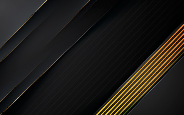 Modern abstract black background with gold line composition