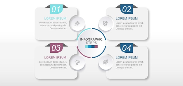 Modern abstract infographics with four steps or processes elements business concept illustration