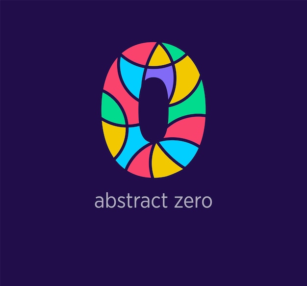 modern abstract numeral zero logo icon unique design color transitions colorful 0 number template