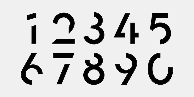 modern alphabet with numbers simple square letters of rough shapesultra bold font in modern brutal