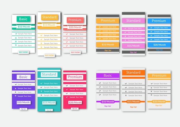 Modern and professional pricing table pricing list table design template