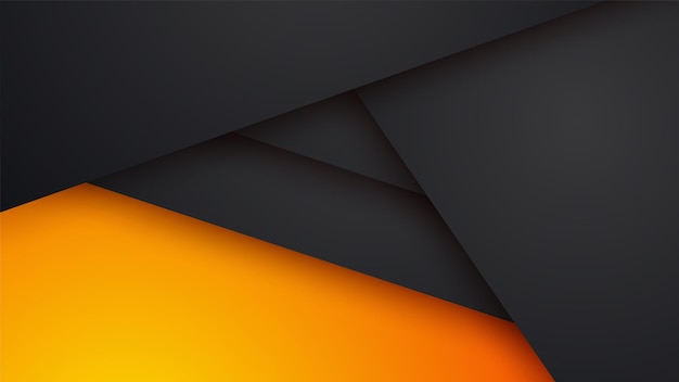 Modern black and yellow golden color shape overlap pattern on dark background with shadow Abstract trendy color geometric shape with copy space Futuristic and technology concept Vector illustration