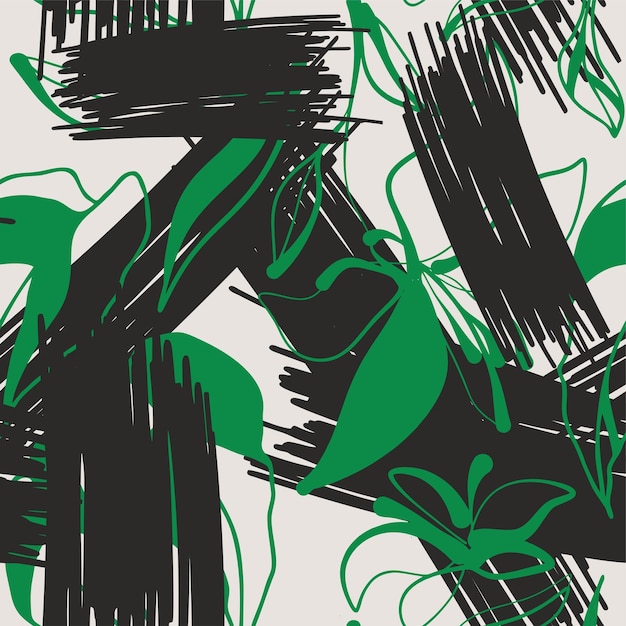 Modern botanical pattern Floral abstract contemporary seamless pattern Hand drawn unique print