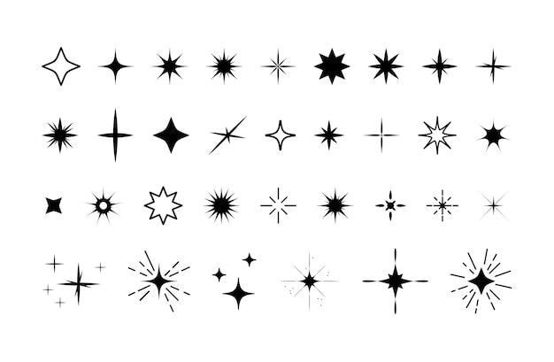 Modern brutalism stars shapes Minimalist geometric elements abstract bauhaus forms