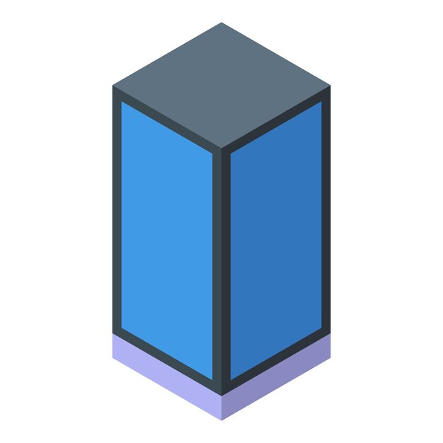 Modern building exterior facade with blue windows isometric icon