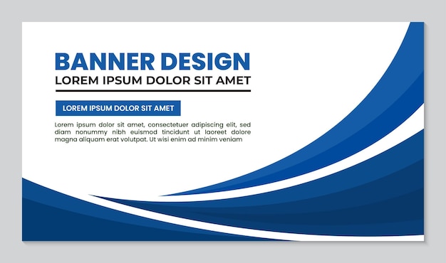 Modern business banner template curved style design blue background