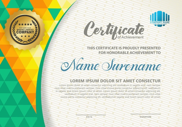 modern certificate template with polygon texture pattern background