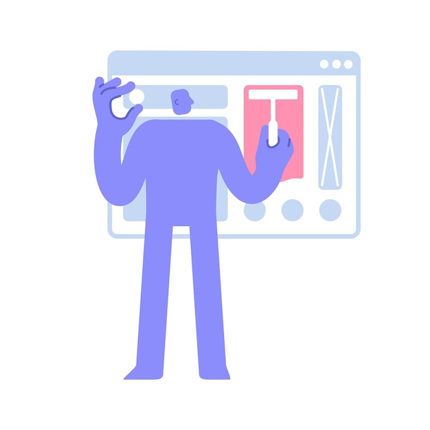 Modern character working on ui ux design project website and app design and development