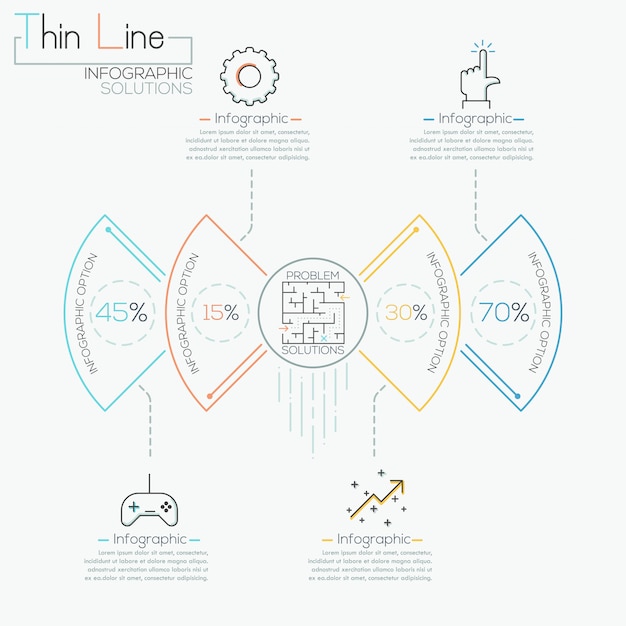 Modern circle business template in thin line style