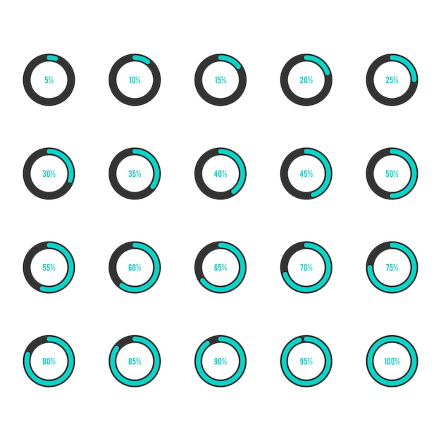 Modern circle progress bar icon set vector illustration