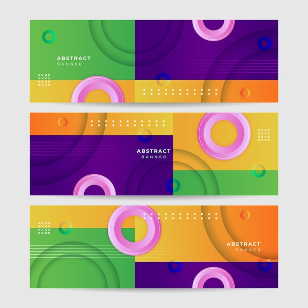 Modern colorful abstract web banner background creative design Banner design with square triangle circle halftone and dots Vector abstract graphic design banner pattern background template