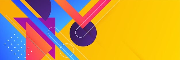Modern colorful blue orange purple red gradient abstract geometric memphis banner background design Abstract background with line square triangle dots halftone and circle Vector illustration