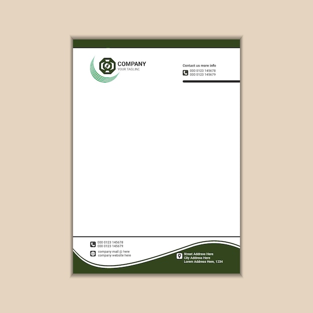 Modern Corporate Letterhead Design Simple and Clean A4 Size with Bleed Vector Graphics